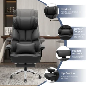 Gaming Chair with Footrest, Ergonomic Executive High-Back Reclining Computer Chairs,